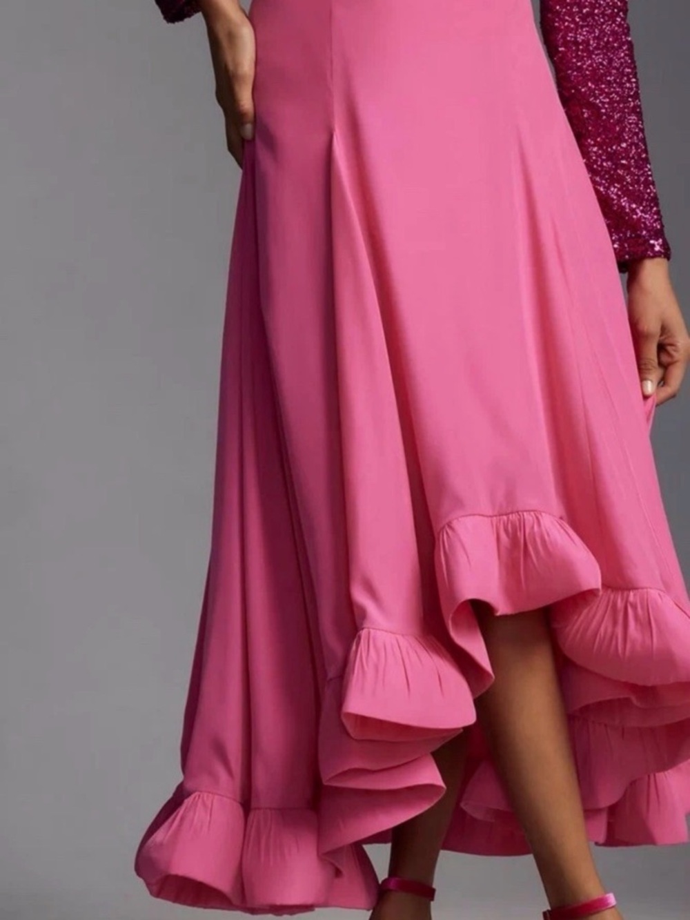Mare Mare x Anthropologie Pink Ruffle High Low Skirt Small NWT